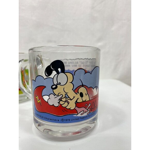 Set of 4 Garfield 1978 McDonalds Glass Mugs Coffee Cups Jim Davis Odie VTG - Picture 10 of 15